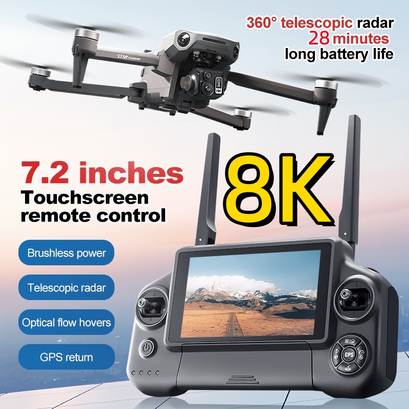 Drone Z - โดรนควอดคอปเตอร์ 8K 3 แกนกันสั่น พร้อมจอสัมผัส 7.2