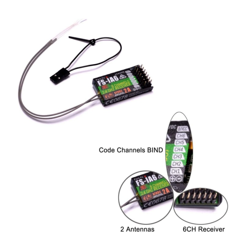 Drone Rc Racing - ฟลายสกาย FS-IA6 ตัวรับสัญญาณ 6CH เสาอากาศคู่ iBus