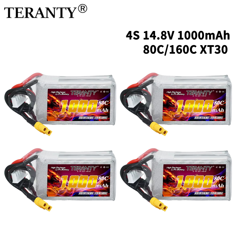 Drone Rc Leading - TERANTY 4S 1000mAh 14.8V 80C/160C แบตเตอรี่ลิโพพร้อมปลั๊ก