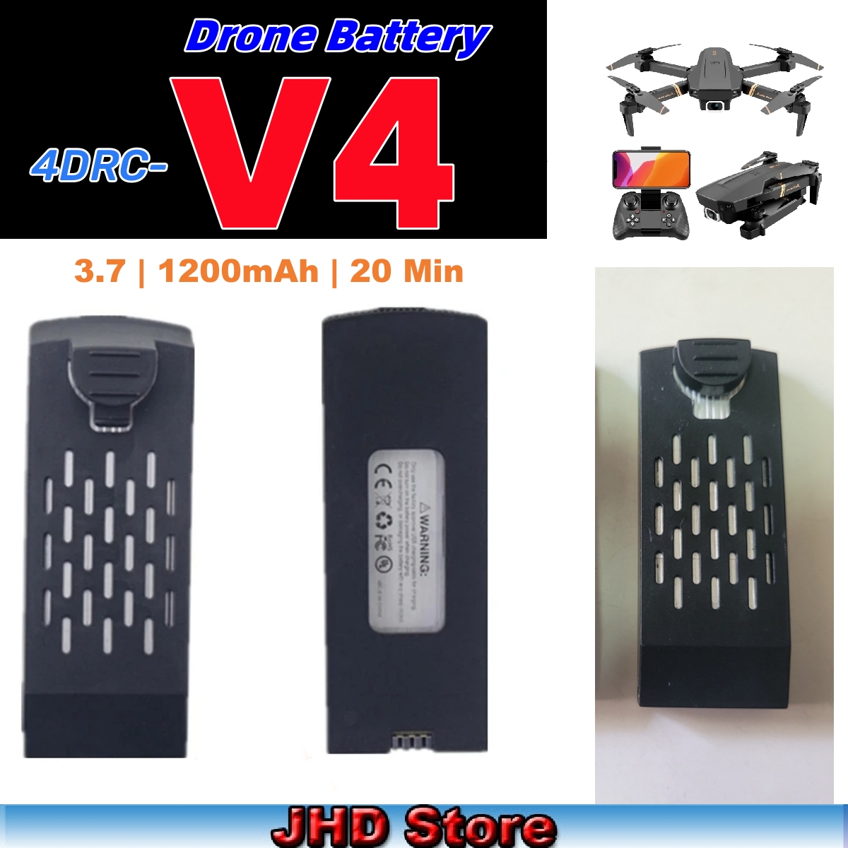 Drone Rc V4 - แบตเตอรี่ V4 4DRC JHD 3.7V 1200mAh