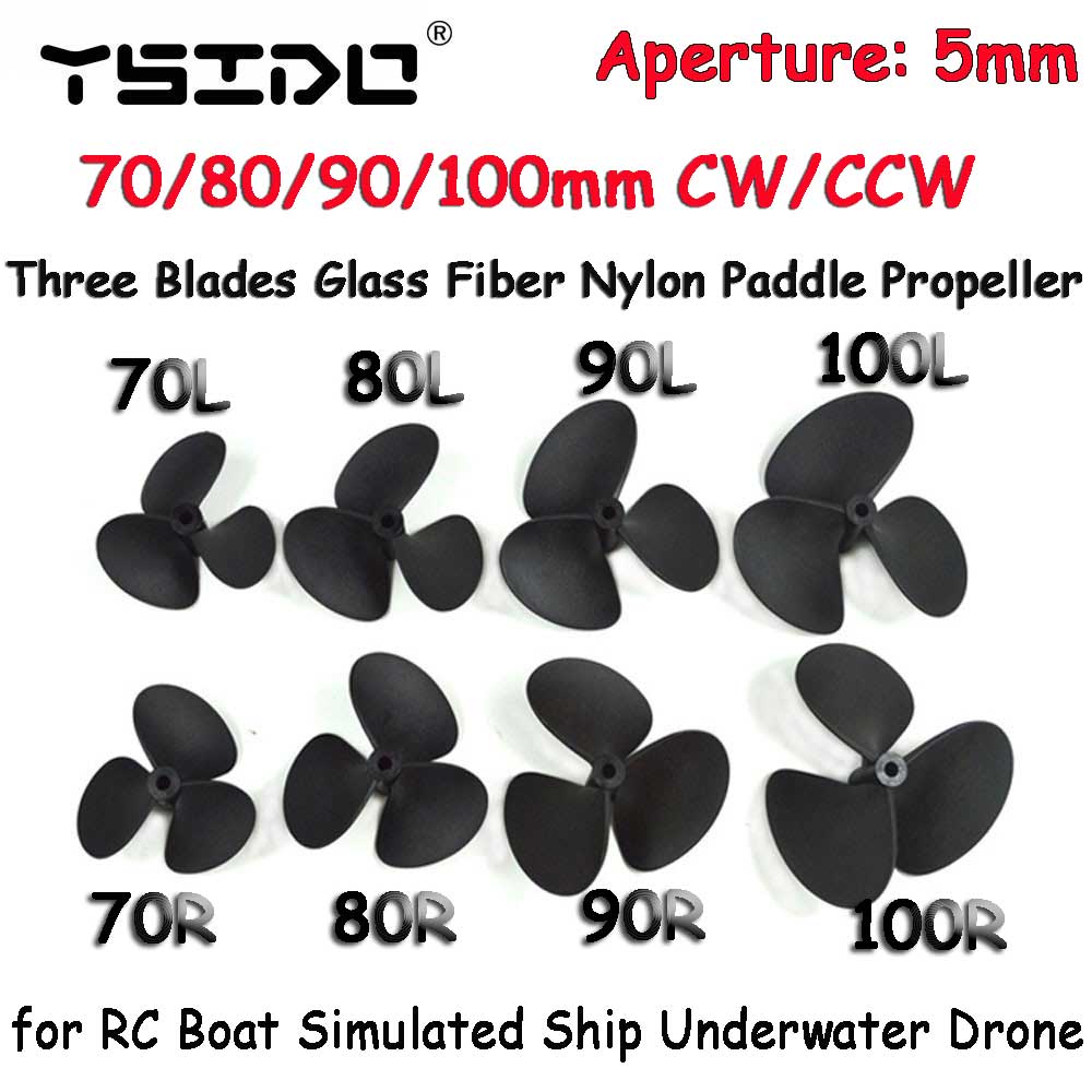 Drone Rc Simulator - สามใบมีดแก้วไฟเบอร์ไนลอนใบพัด 70/80/90/100 มม.CW/CCW 5.0 มม.สําหรับ RC