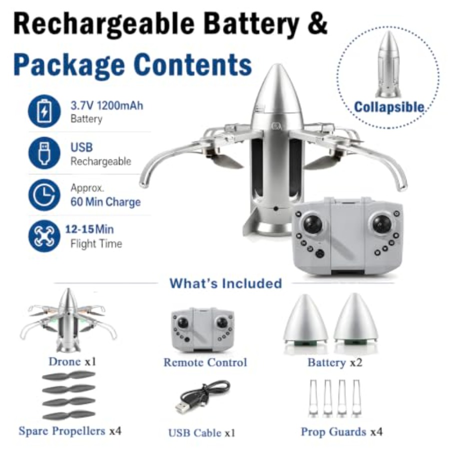 โดรนจรวดบังคับวิทยุสำหรับเด็ก: - Drone Rc Foldable บทวิจารณ์และราคา