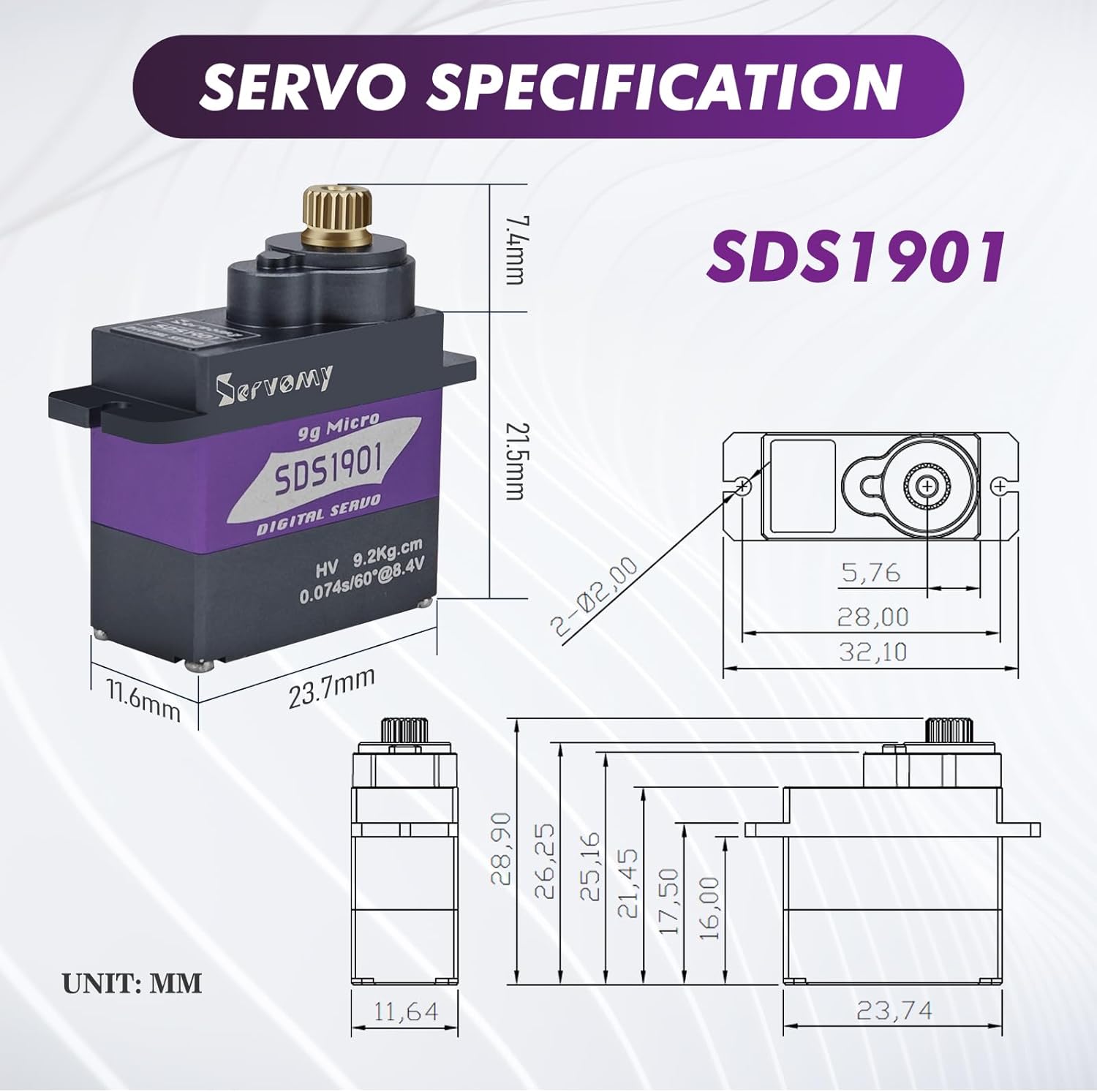 เซอร์โวมี-SDS1901 ดิจิตอล 9G ไ - Drone And Car บทวิจารณ์และราคา