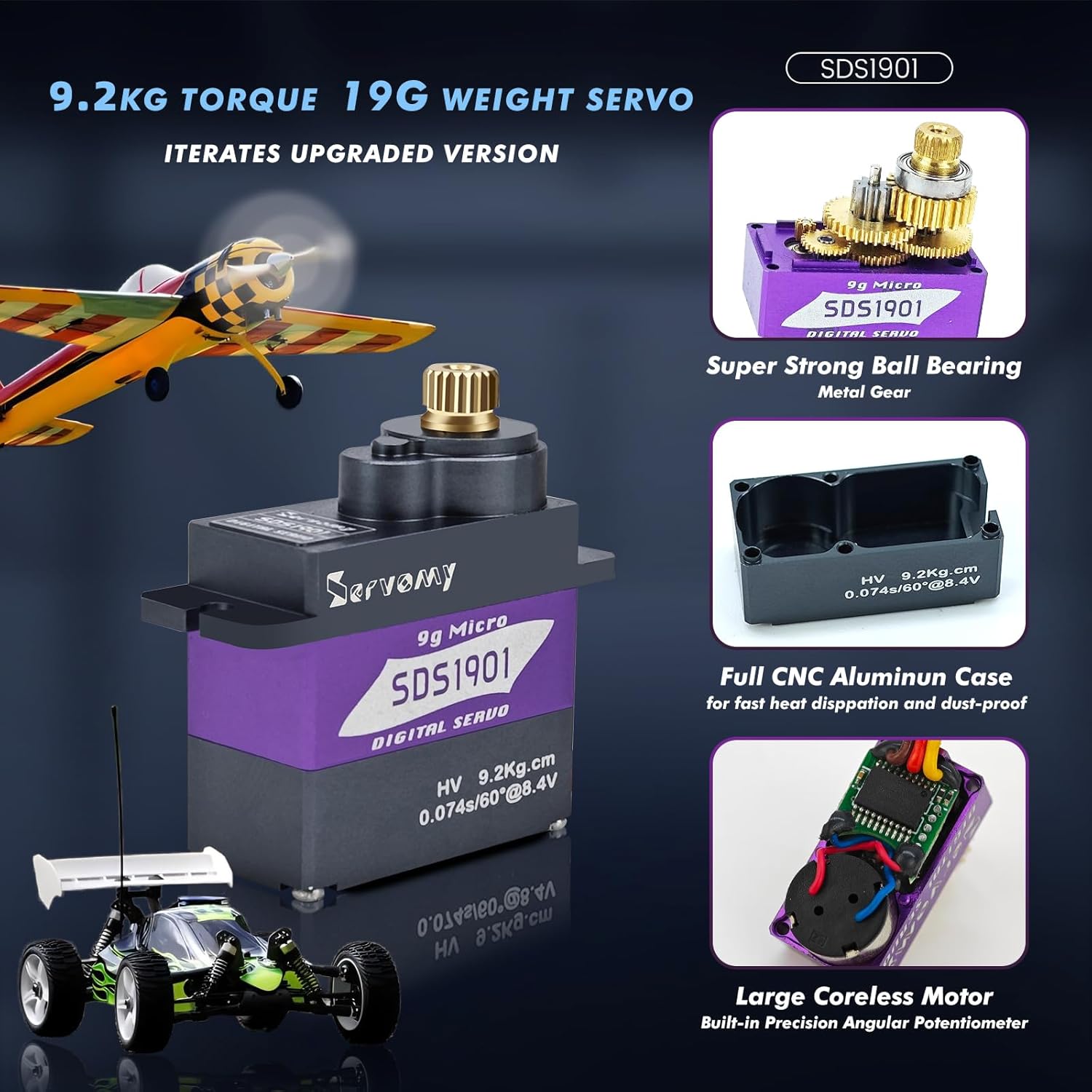 เซอร์โวมี-SDS1901 ดิจิตอล 9G ไ - Drone And Car บทวิจารณ์และราคา